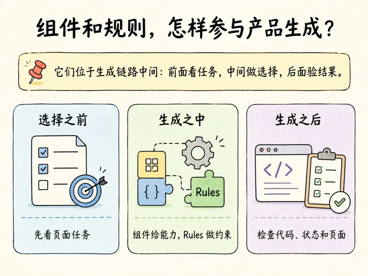 组件和 Rules 在产品生成链路中的位置